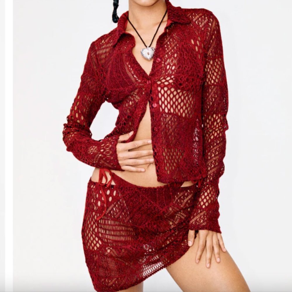 COPY - With Jean Eva TOP AND SKIRT  Red Patch